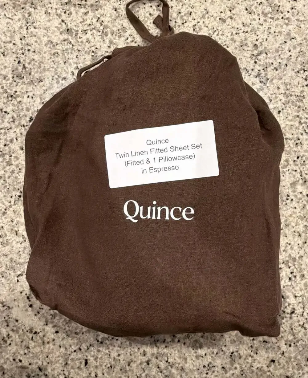 Quince Twin Linen Fitted Sheet Set in Espresso